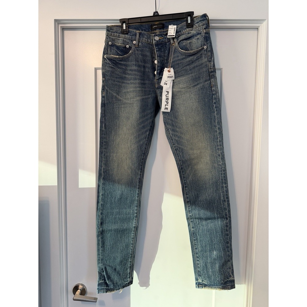 NWT Purple Brand P001 Skinny Stretch Cotton Crackle Denim Jeans Low Rise
